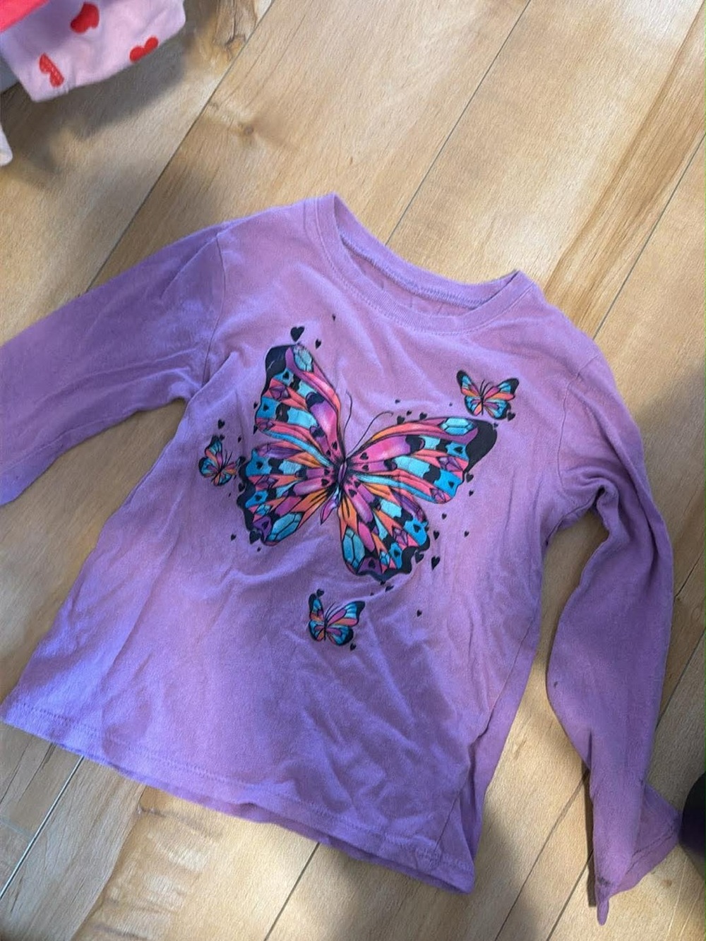 George Purple Long-Sleeve Top with Multicolor Butterfly